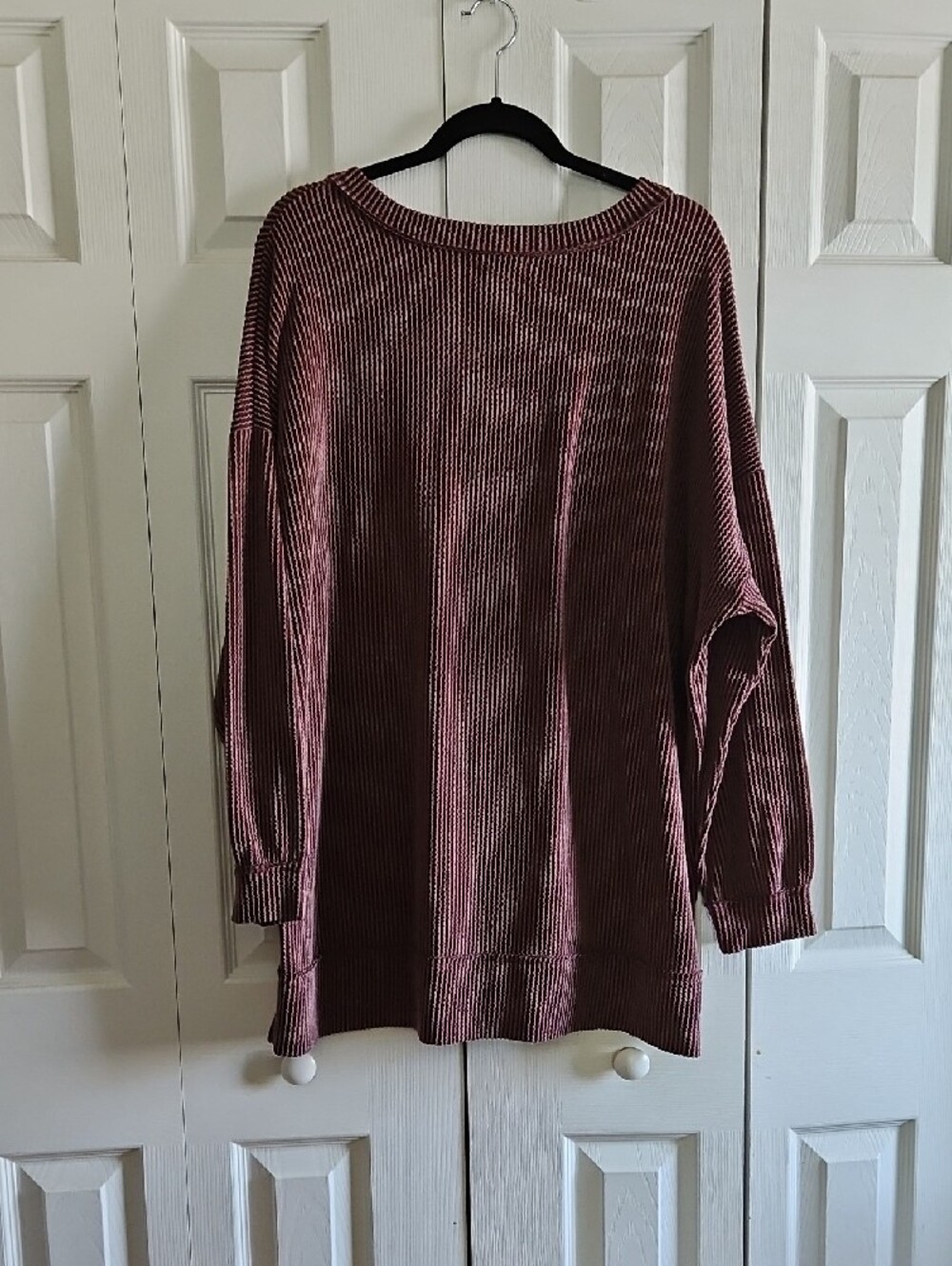 Maurices Ribbed V-Neck Tunic Top - Burgundy - Picture 4 of 4